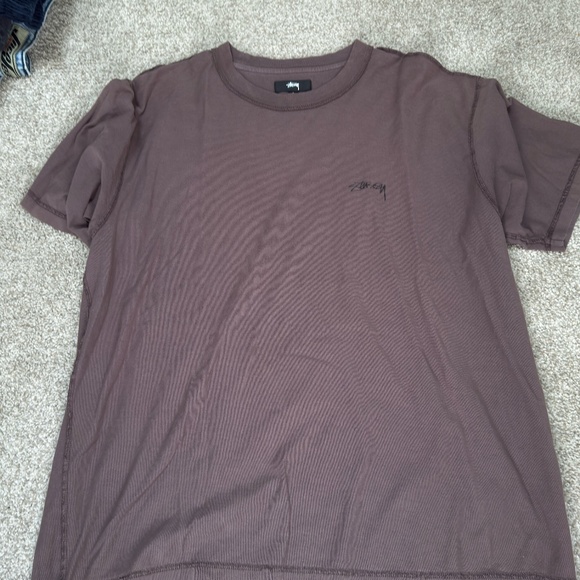 Stussy light brown T with logo - mens Large - Picture 1 of 1